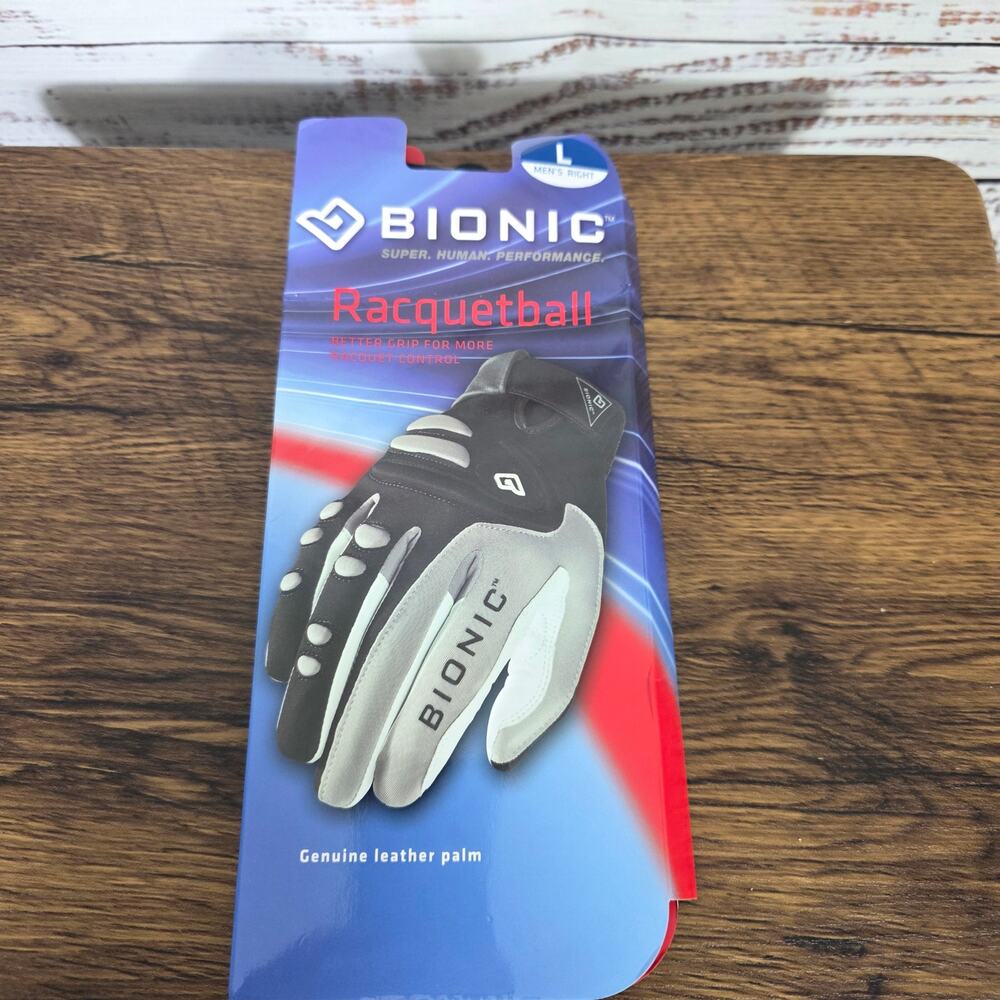 Bionic Men's Left Hand Racquetball Glove-Black-Large-Preowned NEW